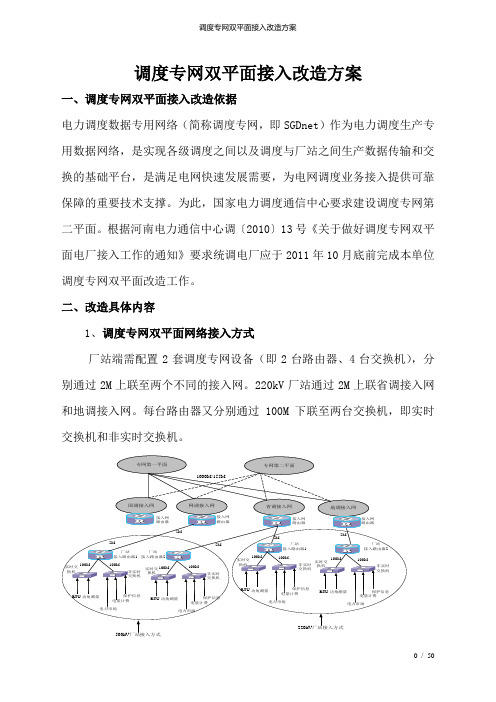调度专网双平面接入改造方案