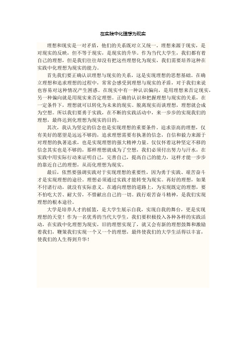在实践中化理想为现实