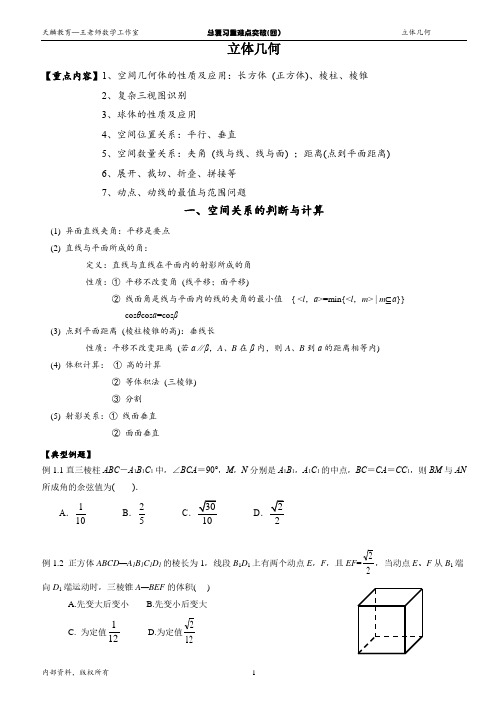 2019立体几何 高考冲刺 解析
