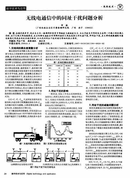 无线电通信中的同址干扰问题分析