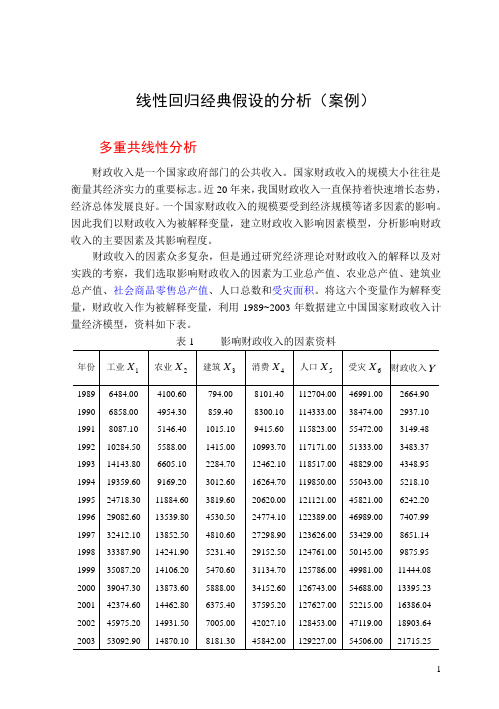 线性回归经典假设的分析(案例)