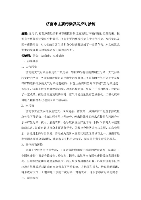 济南市主要污染及其应对措施