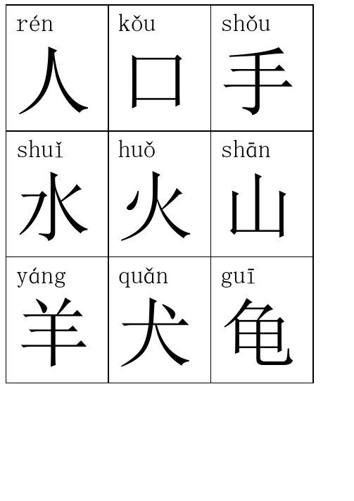 苏教版小学语文一年级上册生字表 含拼音 打印版