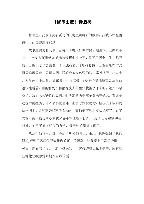 《梅里山鹰》读后感