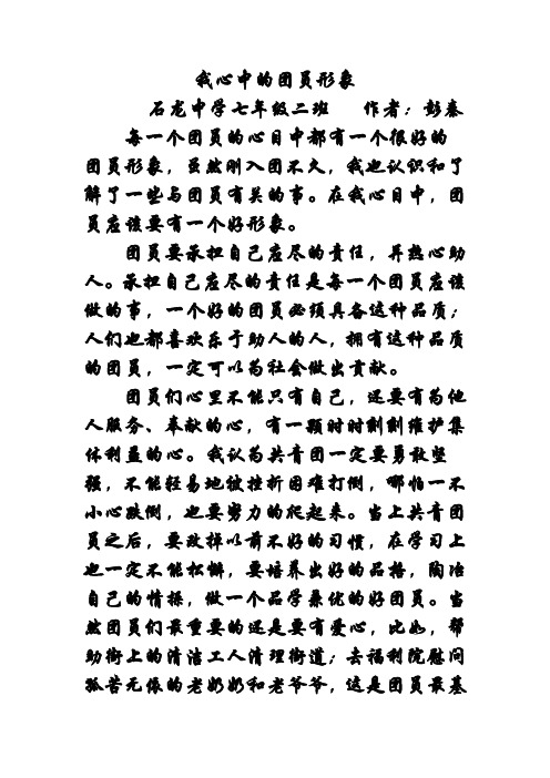 我心目中的团员形象彭秦