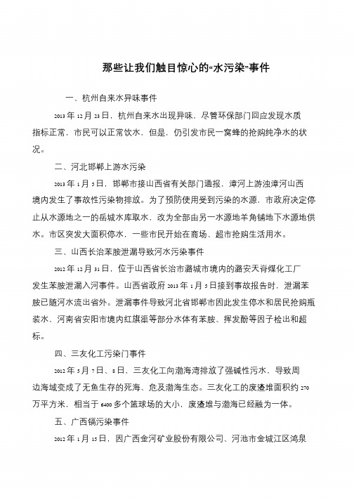 那些让我们触目惊心的“水污染”事件