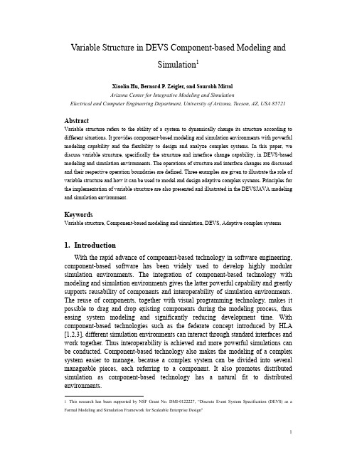 Variable Structure in DEVS Component-based Modeling and Simulation1