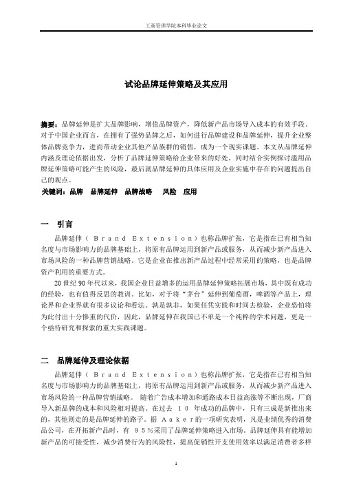 试论品牌延伸策略及其应用