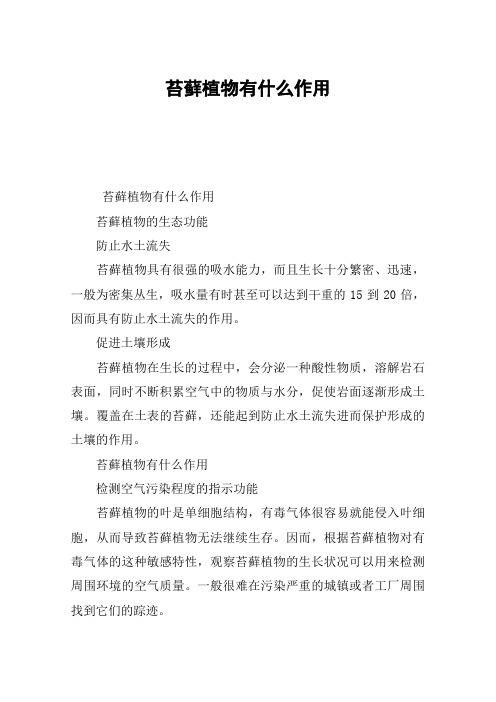 苔藓植物有什么作用