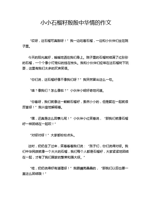 小小石榴籽殷殷中华情的作文