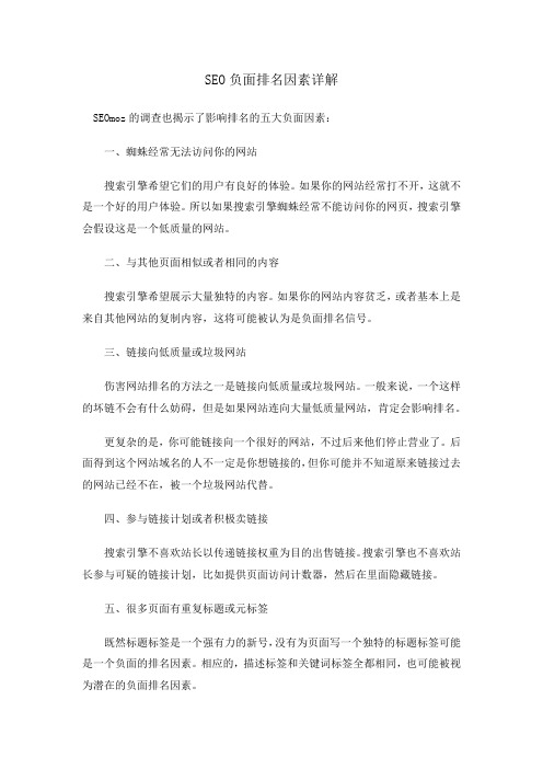 SEO负面排名因素