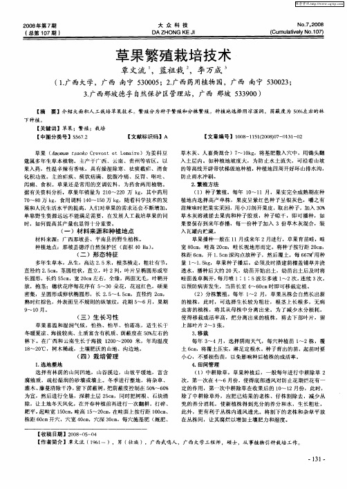草果繁殖栽培技术