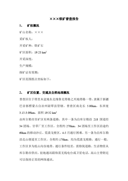 ×××铁矿普查报告