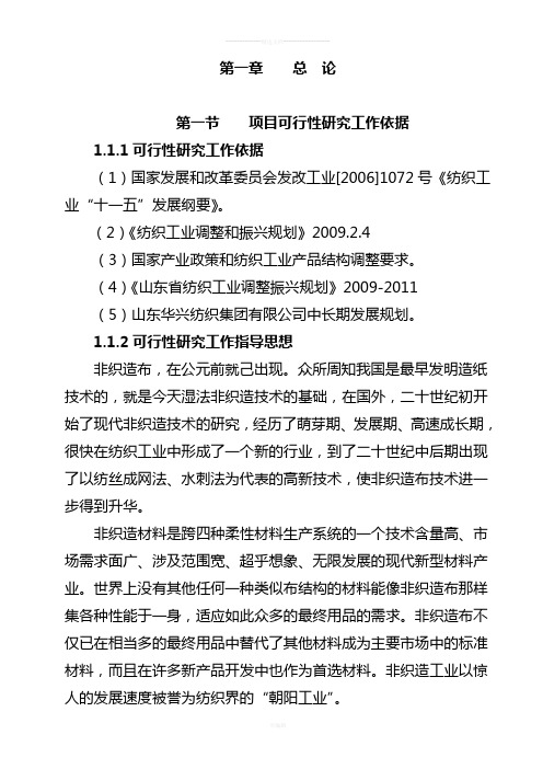 产3000吨水刺无纺布生产线项目建设可行性研究报告