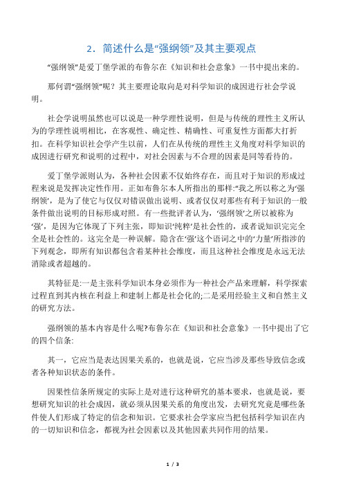 “强纲领”及其主要观点