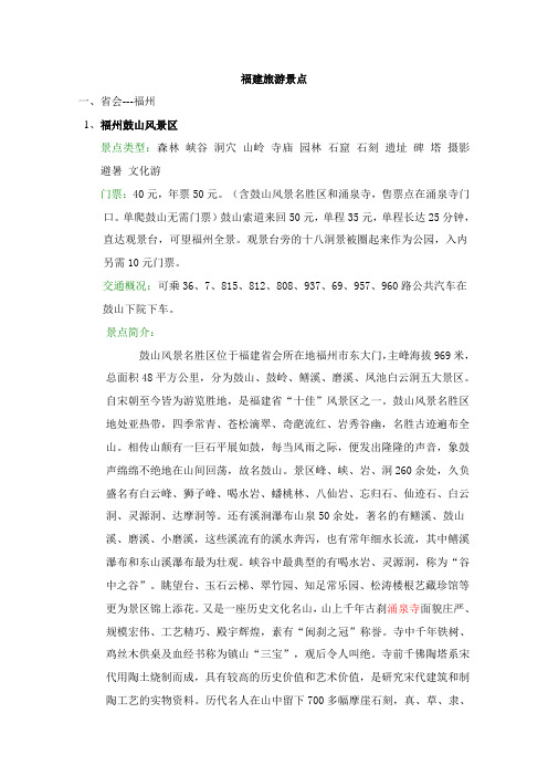 福州旅游景点