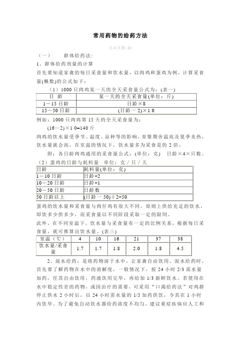 常用药物的给药方法