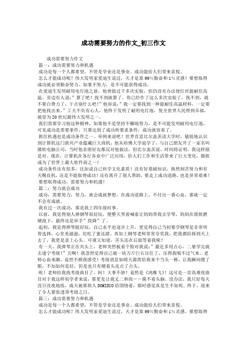 成功需要努力的作文_初三作文.doc