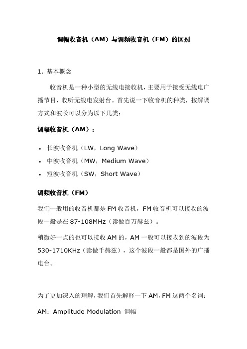 调幅收音机(AM)与调频收音机(FM)的区别