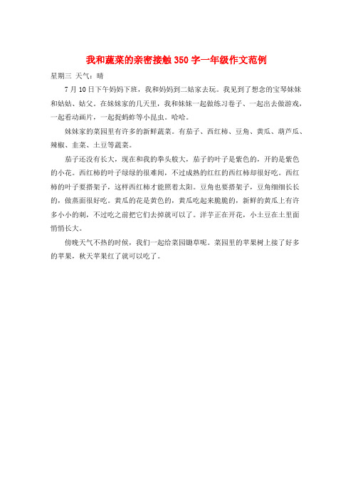 我和蔬菜的亲密接触350字一年级作文范例