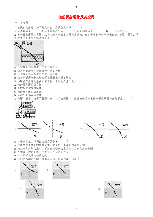 2019中考物理 知识点全突破系列 专题28 光的折射现象及其应用