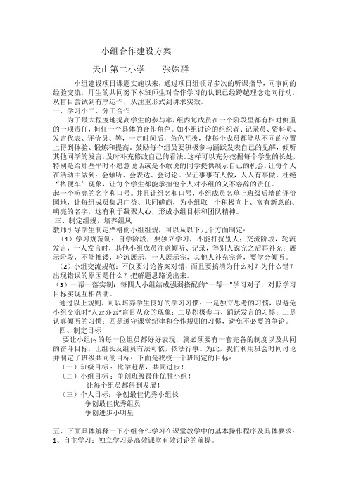 张姝群   小组合作实施方案方案