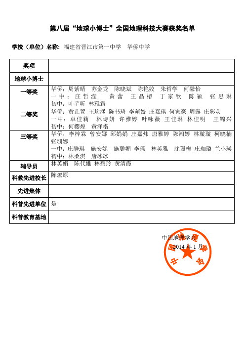 地理小博士全国科技大赛