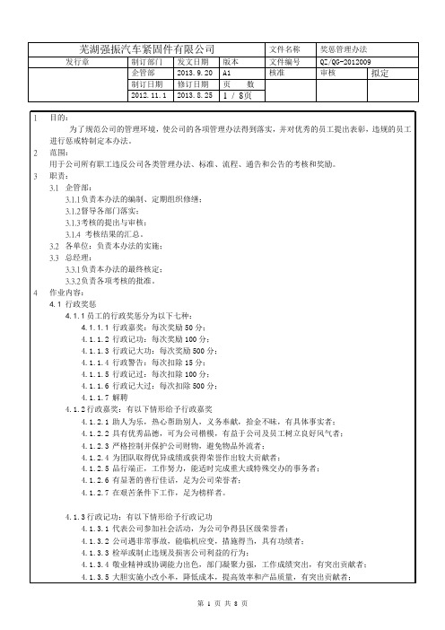 QZQG-2012009奖惩管理办法