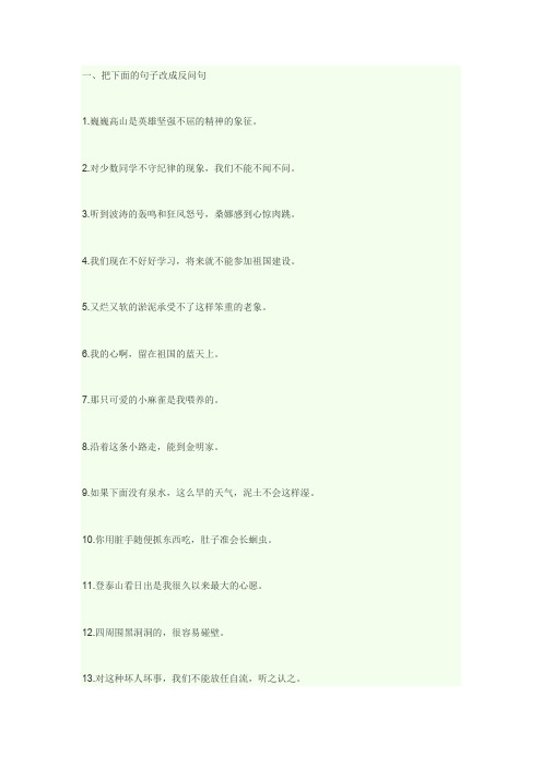 陈述句改反问句练习