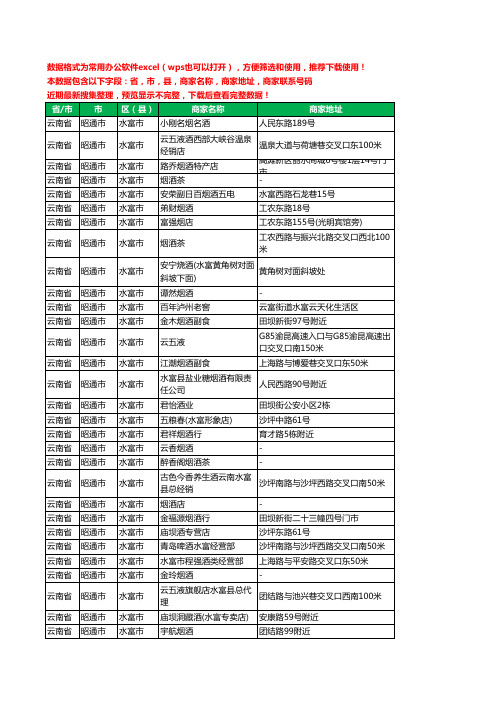 2020新版云南省昭通市水富市烟酒工商企业公司商家名录名单黄页联系电话号码地址大全84家