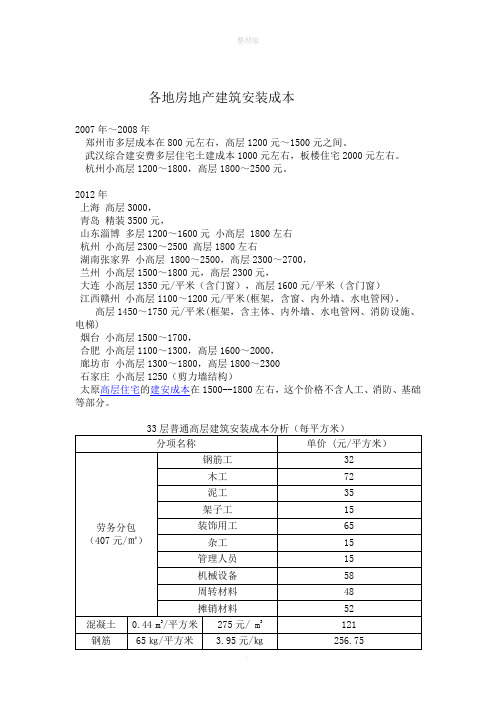 33层普通高层建筑成本分析