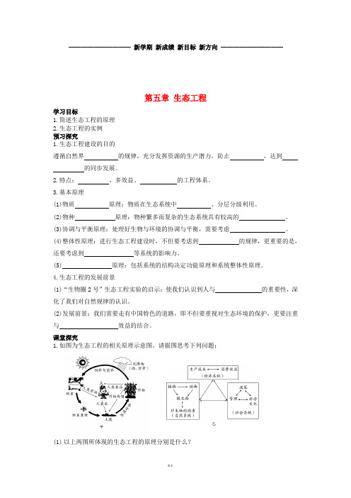 高中生物 第五章 生态工程学案(无答案)新人教版选修3