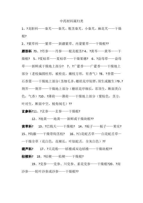中药科属种