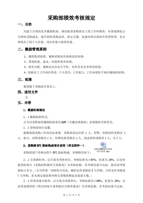 采购部绩效考核规定