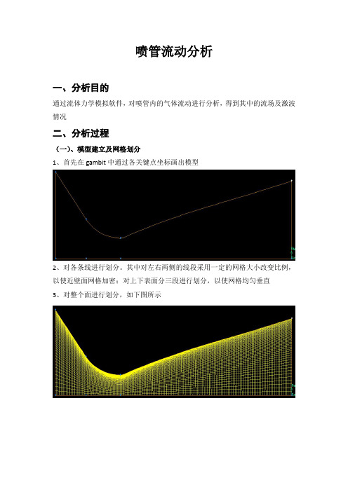 拉伐尔喷管流动分析(gambit划分网格,fluent数值模拟)