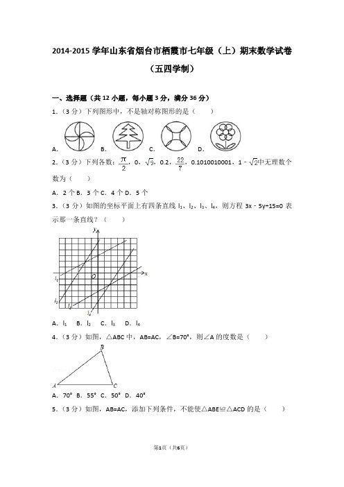 鲁教版七年级(上)期末数学试卷(五四学制)10