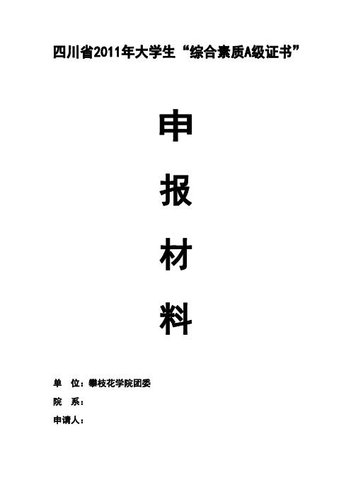 A级证书填写材料