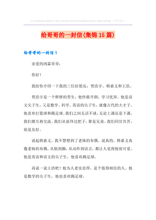 给哥哥的一封信(集锦15篇)