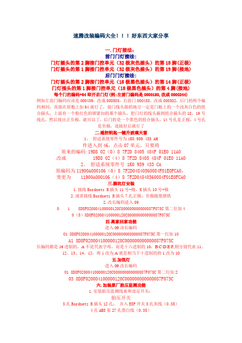 速腾改装编码大全