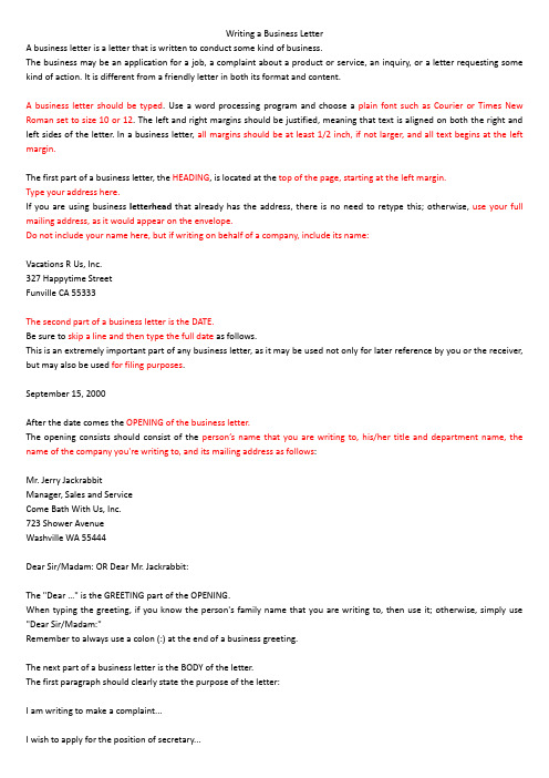 Writing a Business Letter