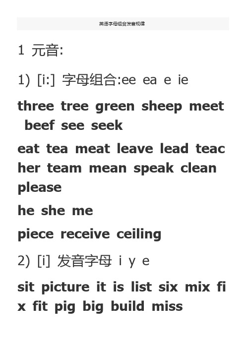 史上最全的英语字母组合发音规律