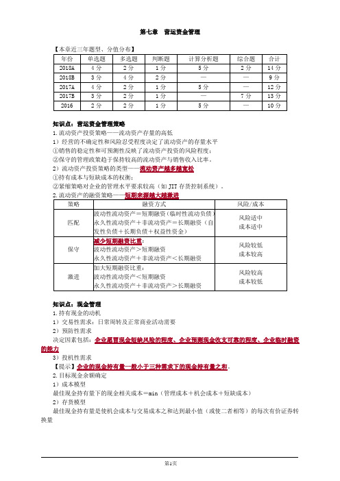 会计职称-中级财务管理考点串讲-第七章 营运资金管理(4页)