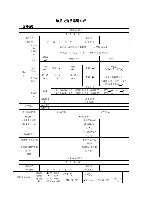 地质灾害信息调查表
