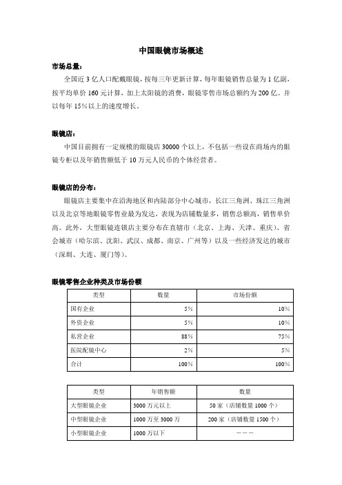 中国眼镜市场概述