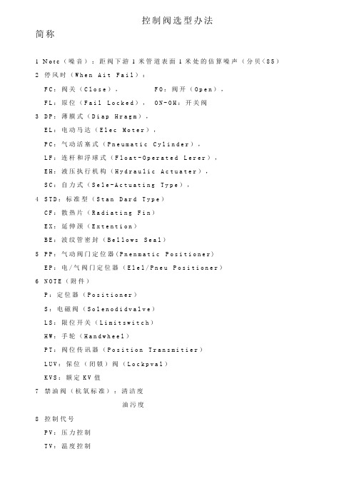 控制阀选型方法与原则