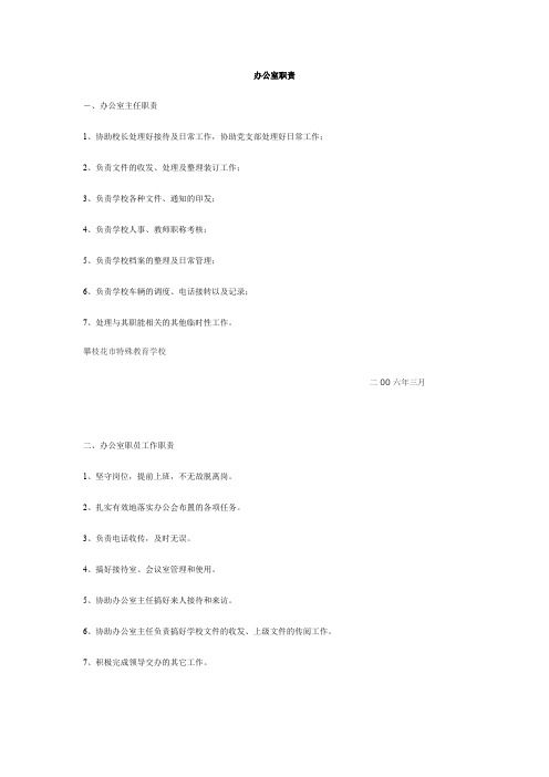 办公室职责(上墙)