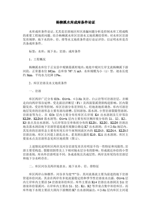 杨柳溪水库成库条件论证