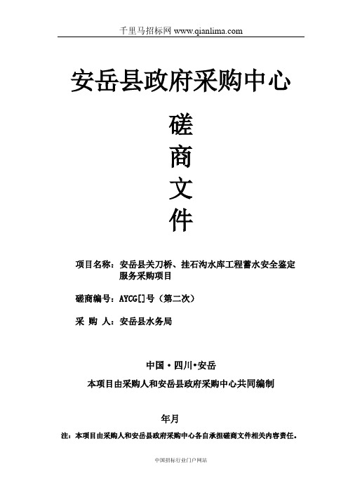 水务局水库工程蓄水安全鉴定竞争性磋商招投标书范本