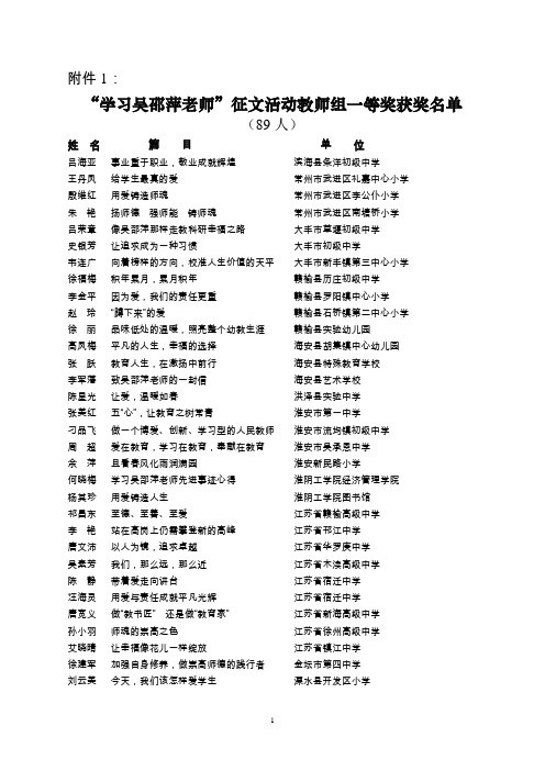 江苏“学习吴邵萍老师”征文评审结果揭晓