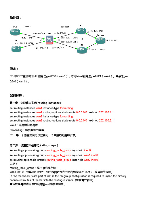 Juniper SRX防火墙双链路配置实例一